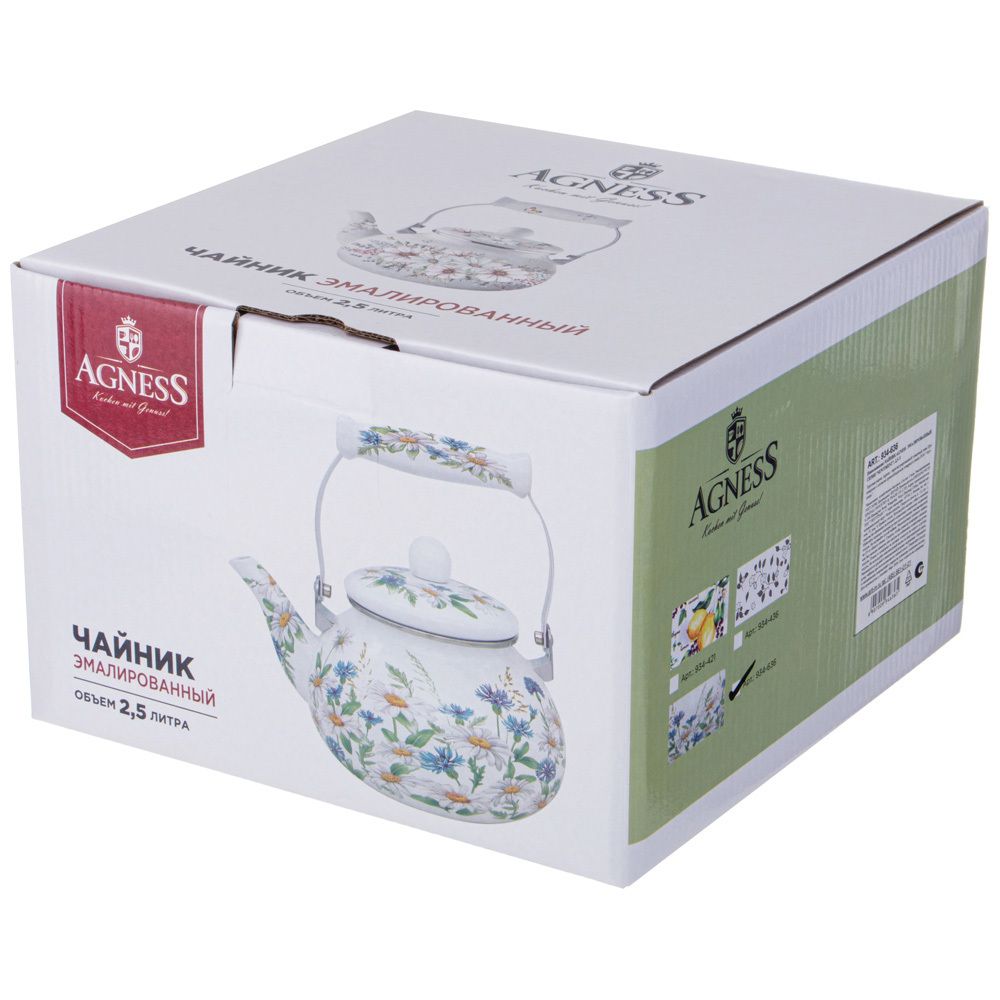 ЧАЙНИК AGNESS ЭМАЛИРОВАННЫЙ СЕРИЯ "SENTIMENT", 2,5 Л