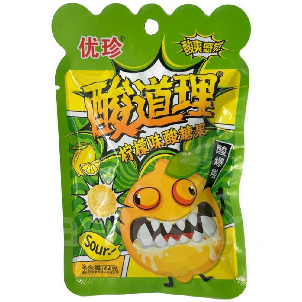 Конфеты Hong Tai Kee Foods Crazy lemon кислая с шипучкой, 22 гр