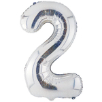 Шар фольгированный Цифра 2 105 см (Серебряный)