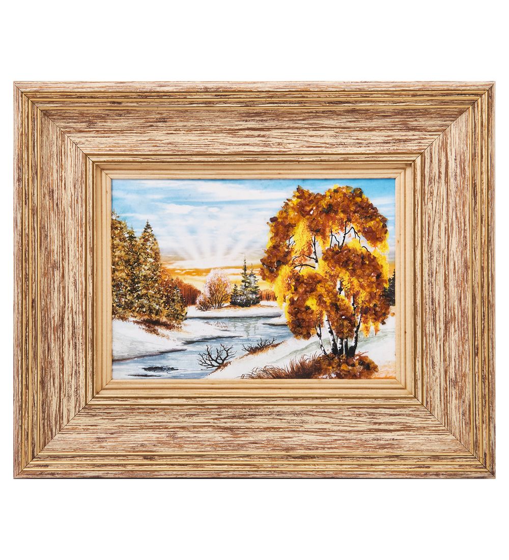 AMB-03/46 Картина «Красота природы» (с янтарной крошкой) H-32см