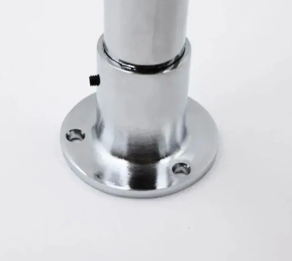 Штангодержатель (фланец) мебельный Высокий для круглой штанги D25 мм, 2 шт., для шкафа и гардероба, металл, хромированное покрытие