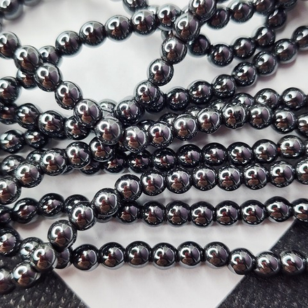 Бусины, гематит, гематин, шарик, р-р 4мм, цена за нить 19см