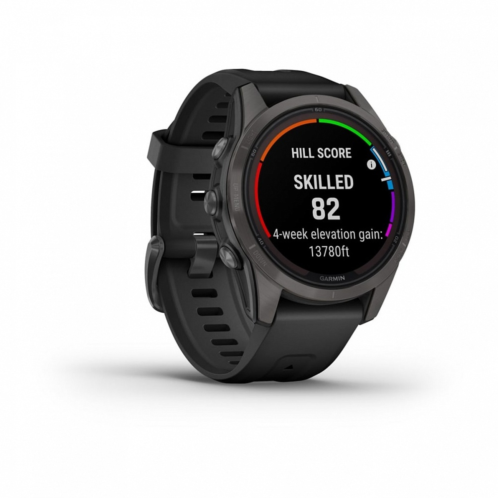 Смарт часы Garmin Fenix 7S Pro Sapphire Solar титановый угольно-серый DLC с силиконовым ремешком