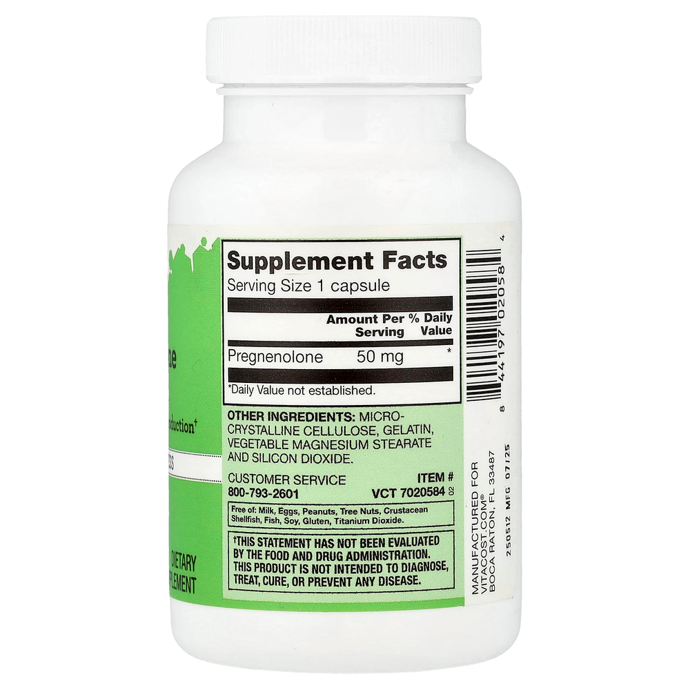 Vitacost, Pregnenolone, 50 mg, 90 Capsules