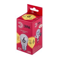 Лампочка светодиодная ЭРА RED LINE LED P45-6W-827-E27 R E27 / Е27 6Вт шар теплый белый свет | Лампы cветодиодные Шар (G/P)
