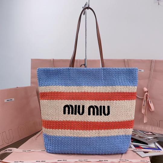 Miu Miu Woven Fabric Tote Bag