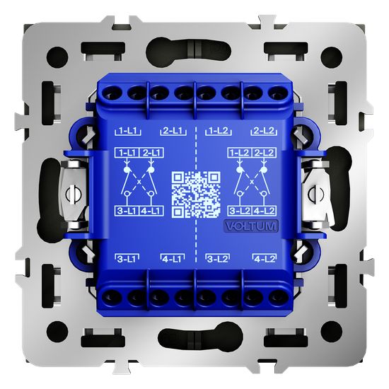 Перекрестный переключатель встраиваемый VOLTUM S70 двухклавишный 10А, (сталь)
