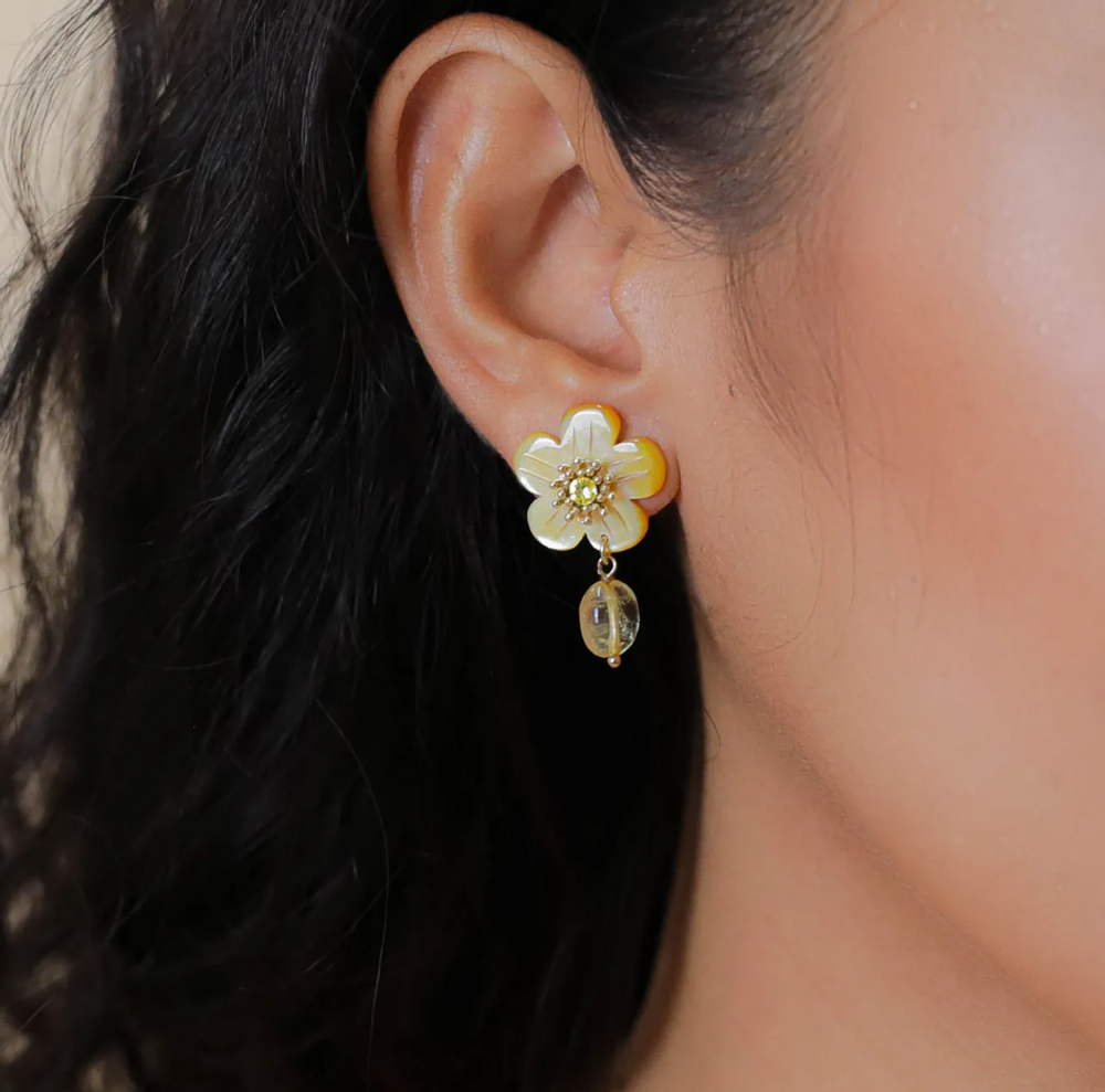 Серьги Franck Herval, Goldie, с перламутром, кристаллом и цитрином, FH26.1-12-70213 (золотистый)