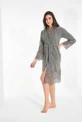 Халат женский велюровый жаккард 0501 хаки NUSA Турция