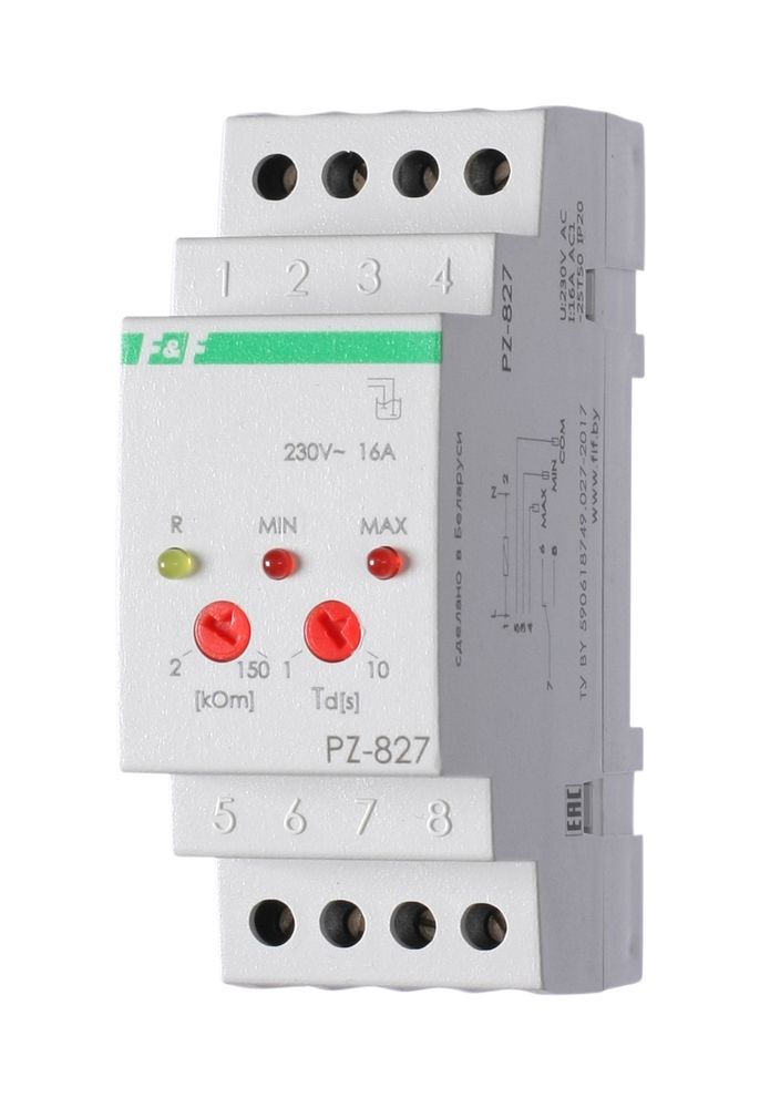 Реле контроля уровня жидкости PZ-827 16А 1NO/NC 230В (без датчиков)