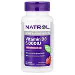 Natrol, витамин D3, со вкусом клубники, 5000 МЕ, 90 таблеток