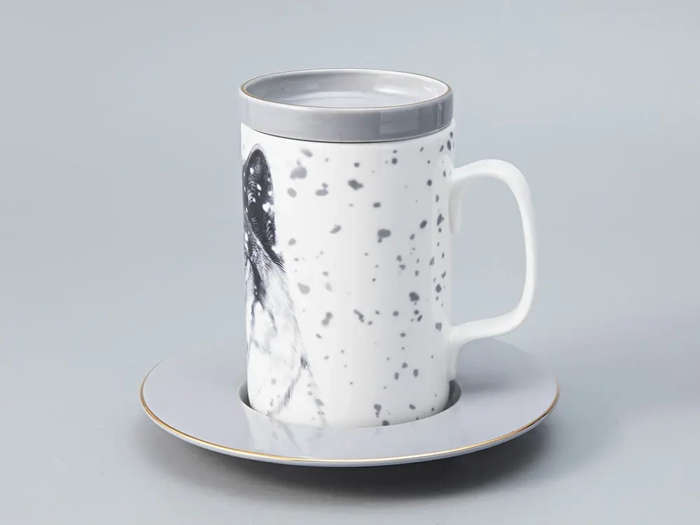 Бокал с блюдцем Тотем в подарочной упаковке, рисунок Волк, арт. 81.28374.00.1