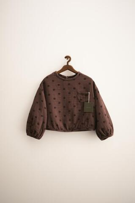 ZARA TIMELESS — РУБАШКА В ГОРОШЕК, КОРИЧНЕВЫЙ