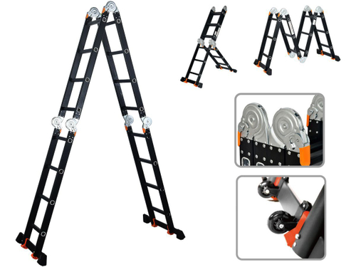 Лестница алюм. многофункц. 4х4ступ. (стрем.-229см) 13.8кг BLACK LINE STARTUL