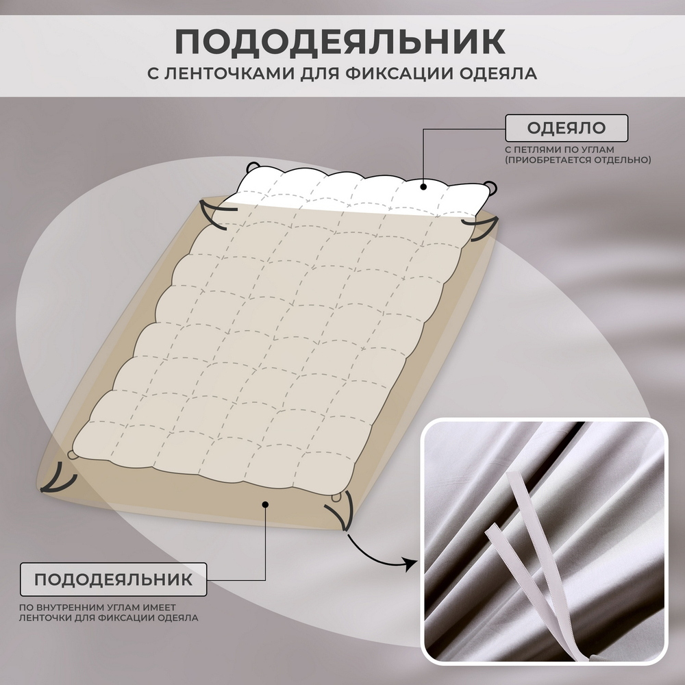 Комплект постельного белья Однотонный Сатин Премиум на резинке OCPR006