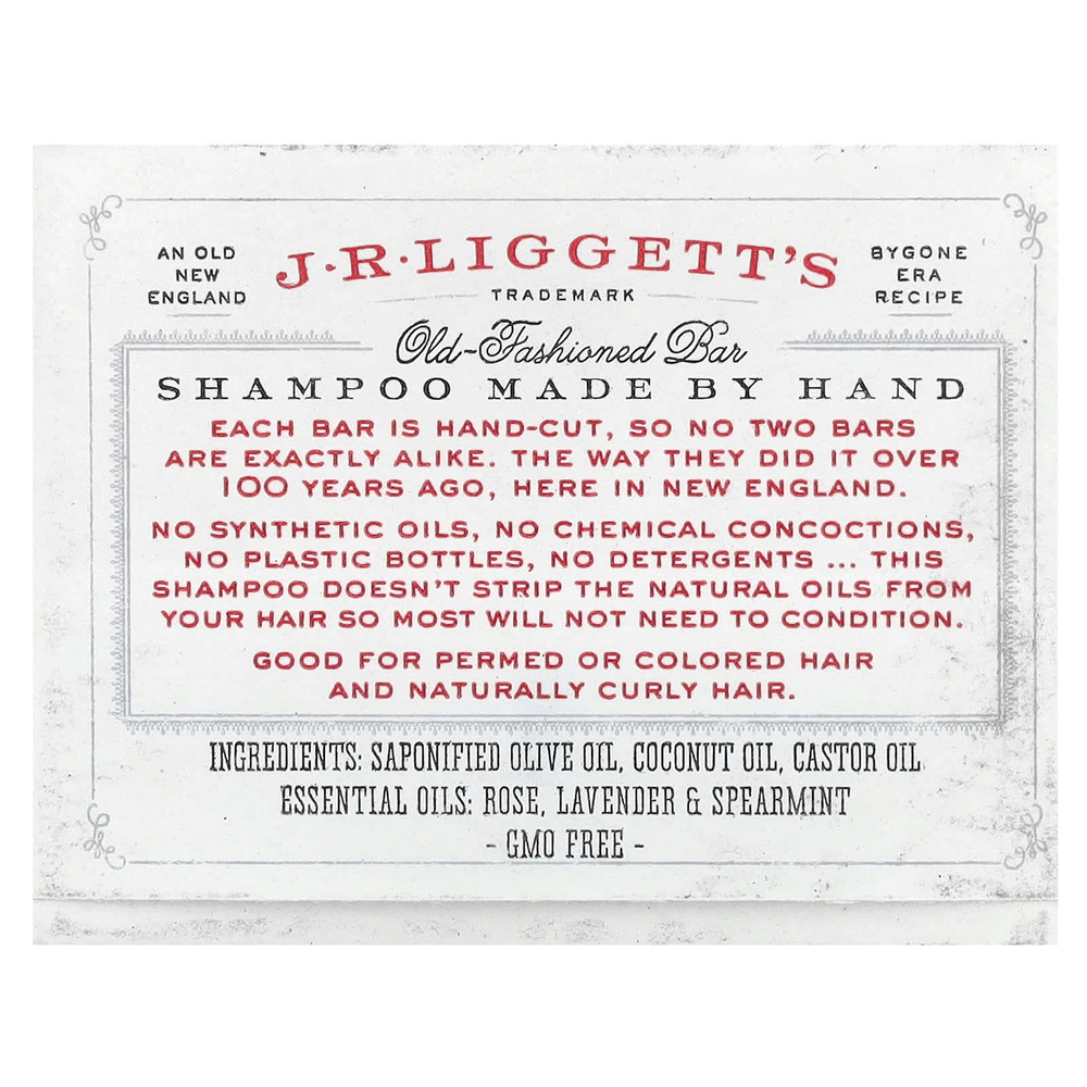 J.R. Liggett's, Шампунь-батончик Old Fashioned, оригинальная формула, 3,5 унции (99 г)
