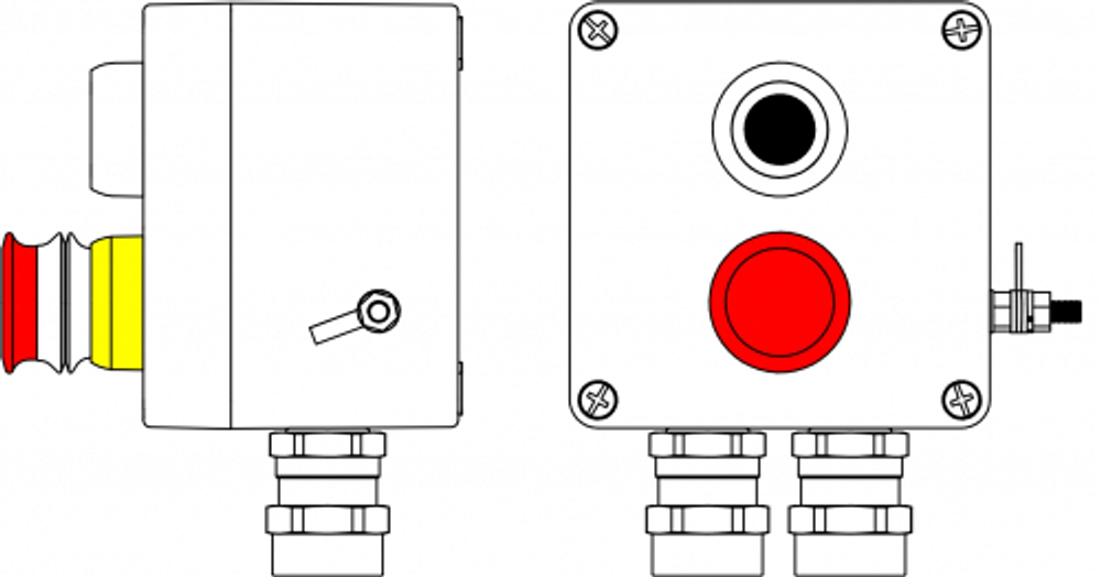 Взрывозащищенный пост управления из алюминия CPE-Р-03-(1xP1B(11)-1xP3E(11))-2xAASBMB(C)1Ex d e IIC T6 Gb / Ex tb IIIC T80°C Db IP66/КЗ/ШЗ