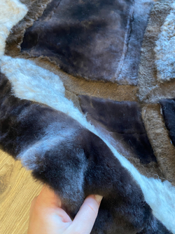 Ковер круглый натуральный мех овчина, 160 х 160 см. Темно-серый