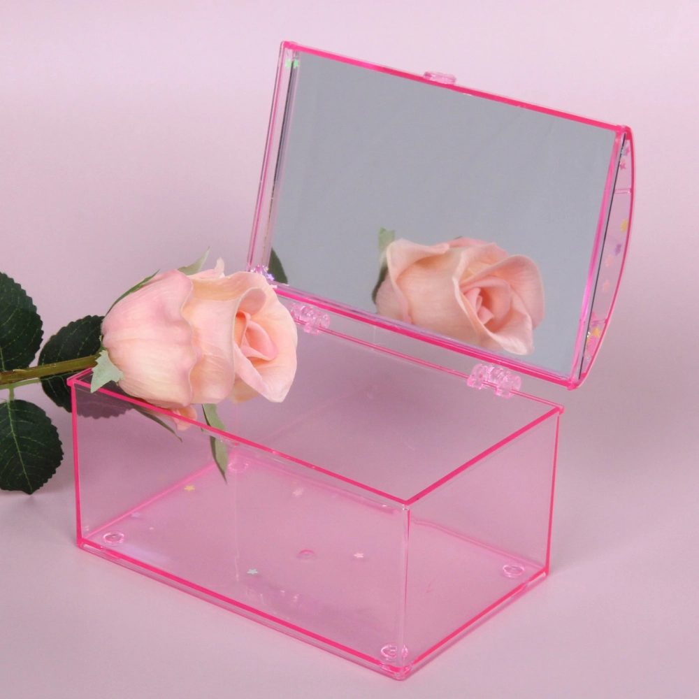 Шкатулка пластиковая с зеркалом «KiKi HAUS», сундучок, цвет розовый, 14.5*9.5*9см (в пакете)