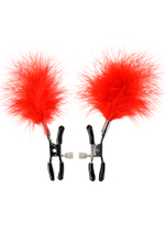 Зажимы для сосков TOYFA Theatre с красным пухом