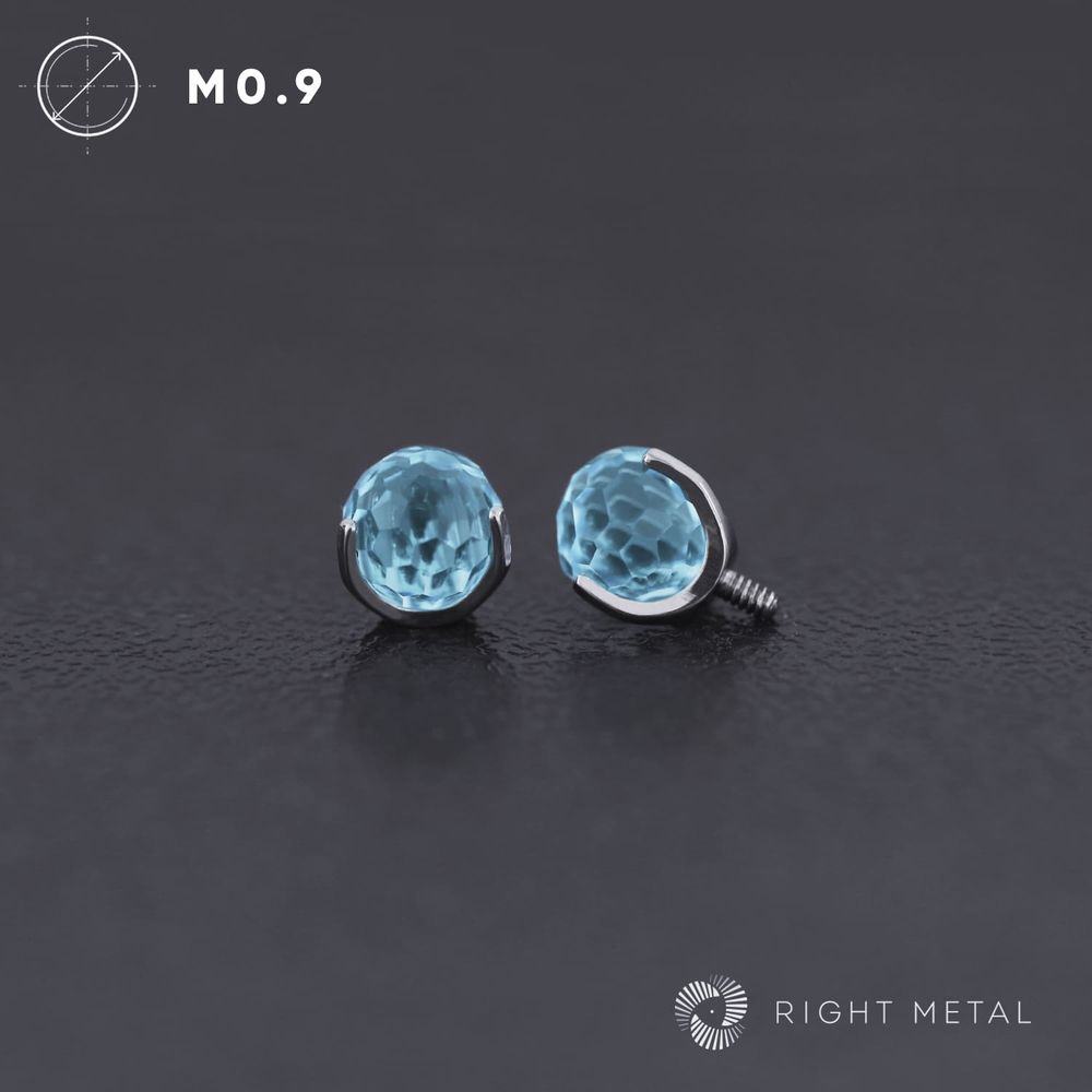 Ball 3-Prongs 4мм Faceted Aqua
