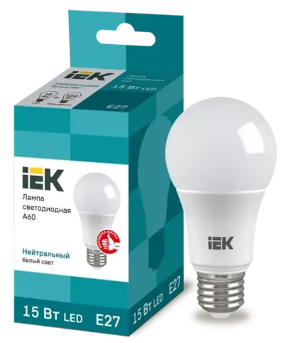 Лампа светодиодная A60 груша 15Вт 230В 4000К E27 IEK