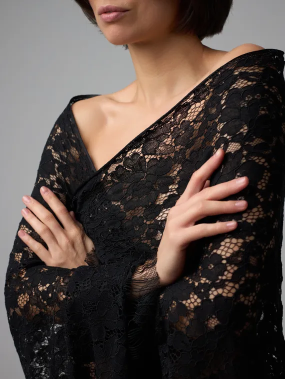 Кружевное неэластичное полотно, арт. M30764, черный 170