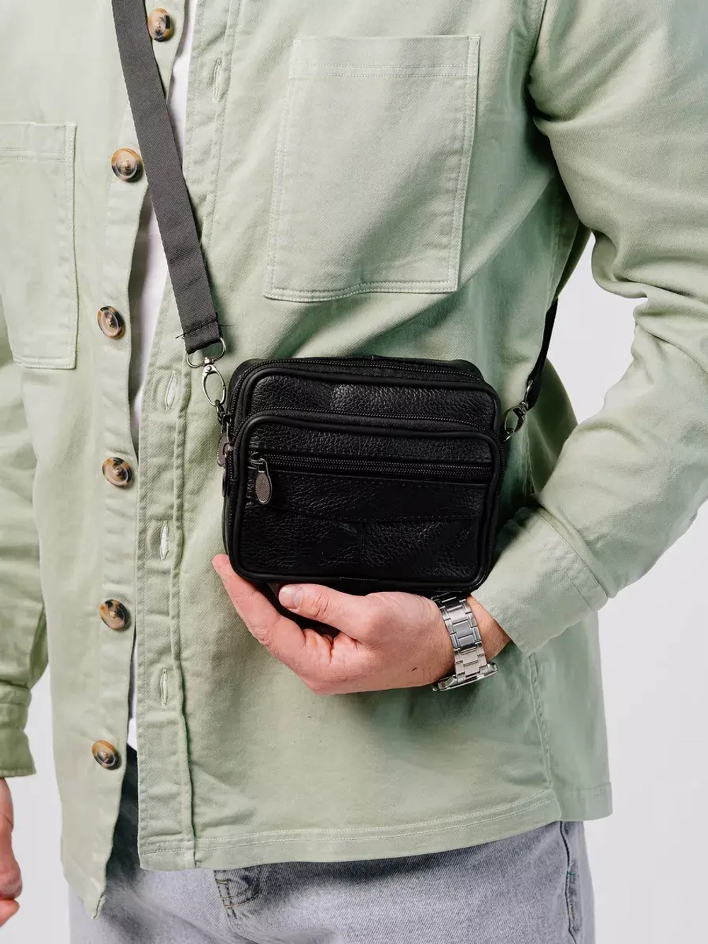 Сумка через плечо кожаная барсетка