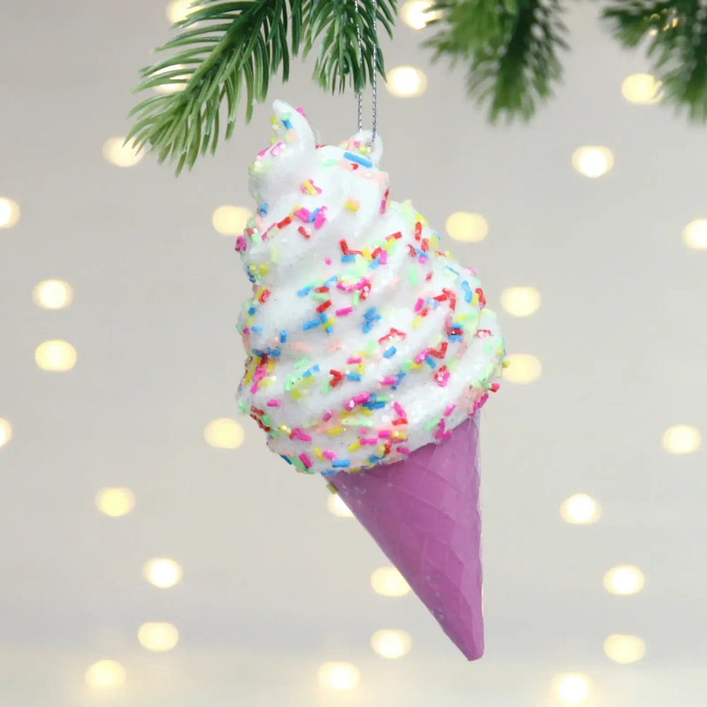 Елочная игрушка «Мороженка» 6*6*14 см, Розовый