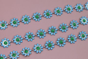 Цепь цветы 10 мм голубые