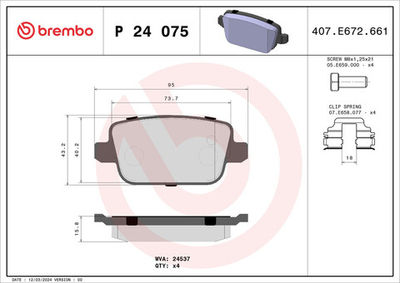 BREMBO - P24075-BRB - Brake Pad Set, disc brake