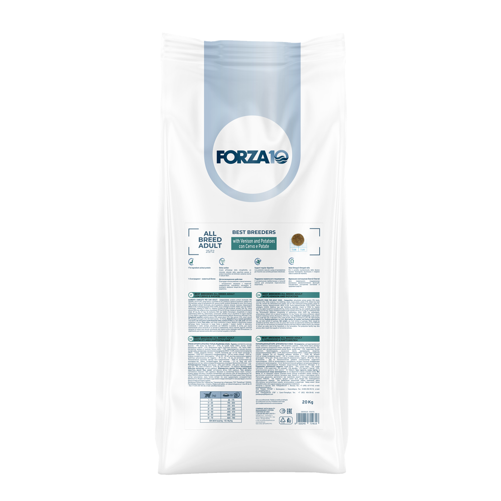 Уценка! Повр.упак./ Сухой корм FORZA 10 Best breeders AllBreed Adult для взрослых собак всех пород из оленины и картофеля