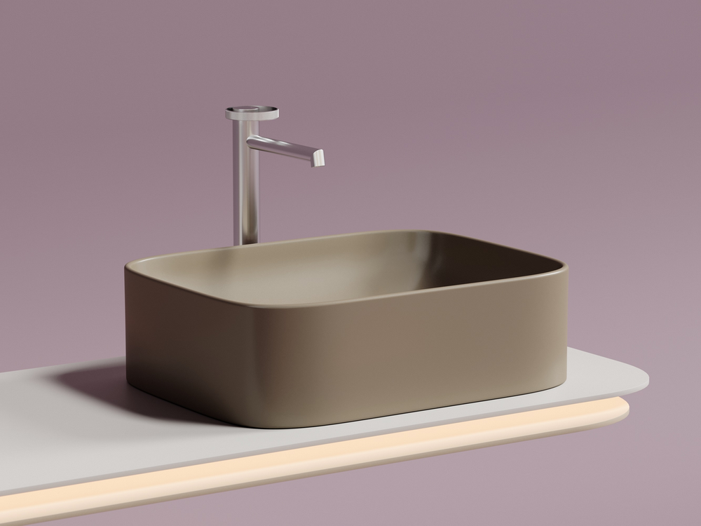 Умывальник чаша накладная прямоугольная (цвет Капучино Матовый) Element 505x380x150мм