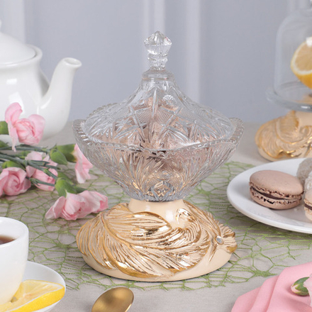 Сахарница стеклянная с крышкой Боа Айвори