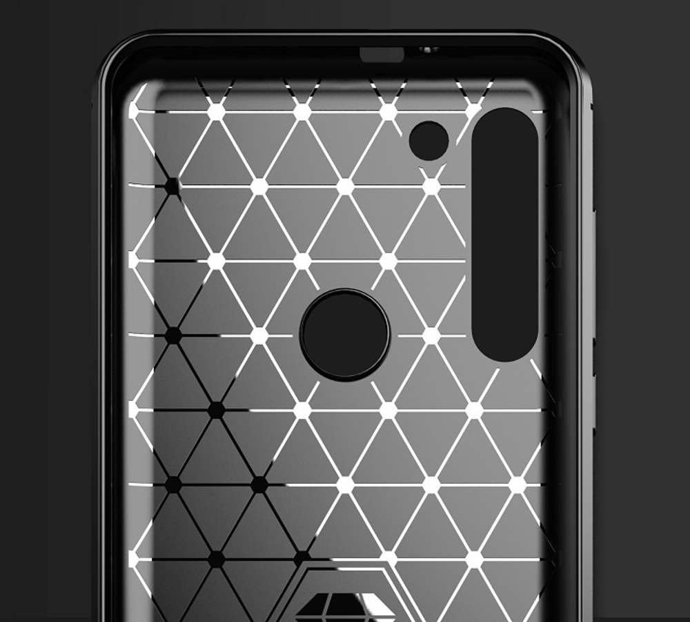 Мягкий чехол синего цвета под карбон на Motorola G8, серия Carbon от Caseport