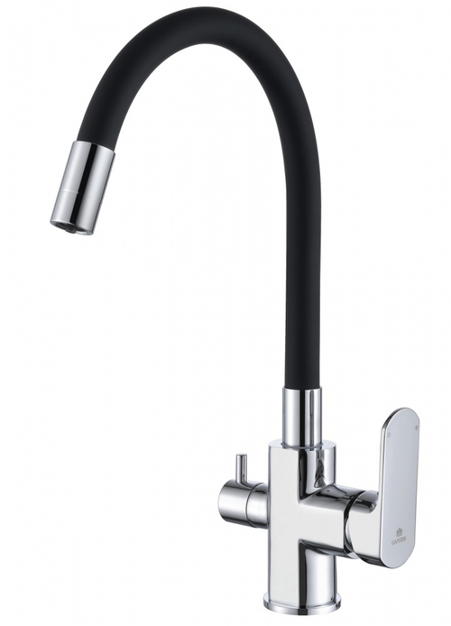 06127 Смеситель для кухни с гиб. изл. и под. фильтра (ХРОМ) GANZER (10/1шт)