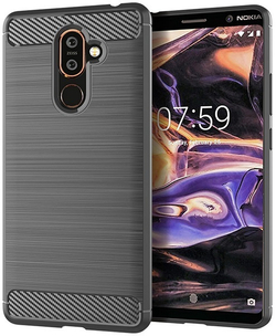 Чехол на Nokia 7 Plus цвет Gray (серый), серия Carbon от Caseport