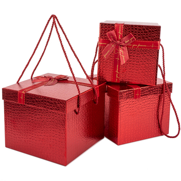 Коробка «Кожа крокодила» красного цвета, металлик