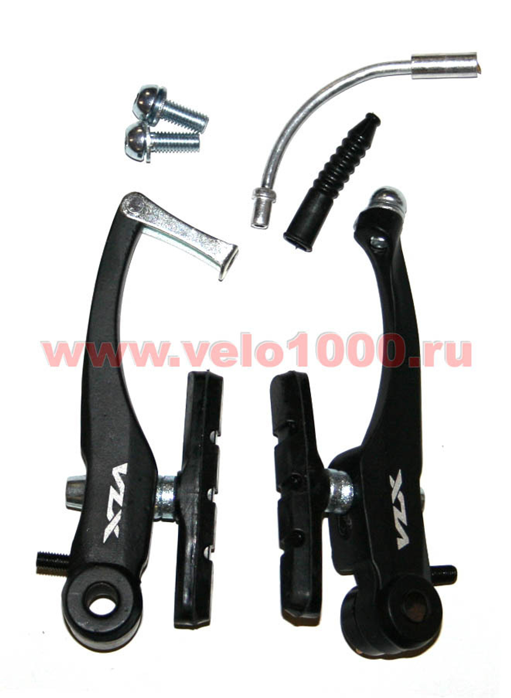 Тормоз V-brake 110мм., алюминиевый, с колодками, стяжкой и пыльником. Чёрный окрашенный. На одно кол