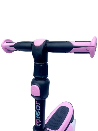 Самокат-беговел со светящимися колёсами 3 в 1 Scooter Micar Moby Pink