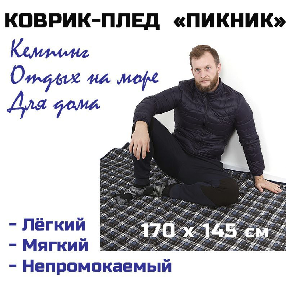 Плед Prival Пикник, 170х145 см, синий