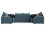 Диван П-образный Николь, Бирюзовый\Коричневый\Коричневый, Велюр\Экокожа, 102979