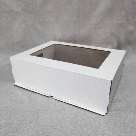 Коробка для торта с окном белая 40х30х12 см