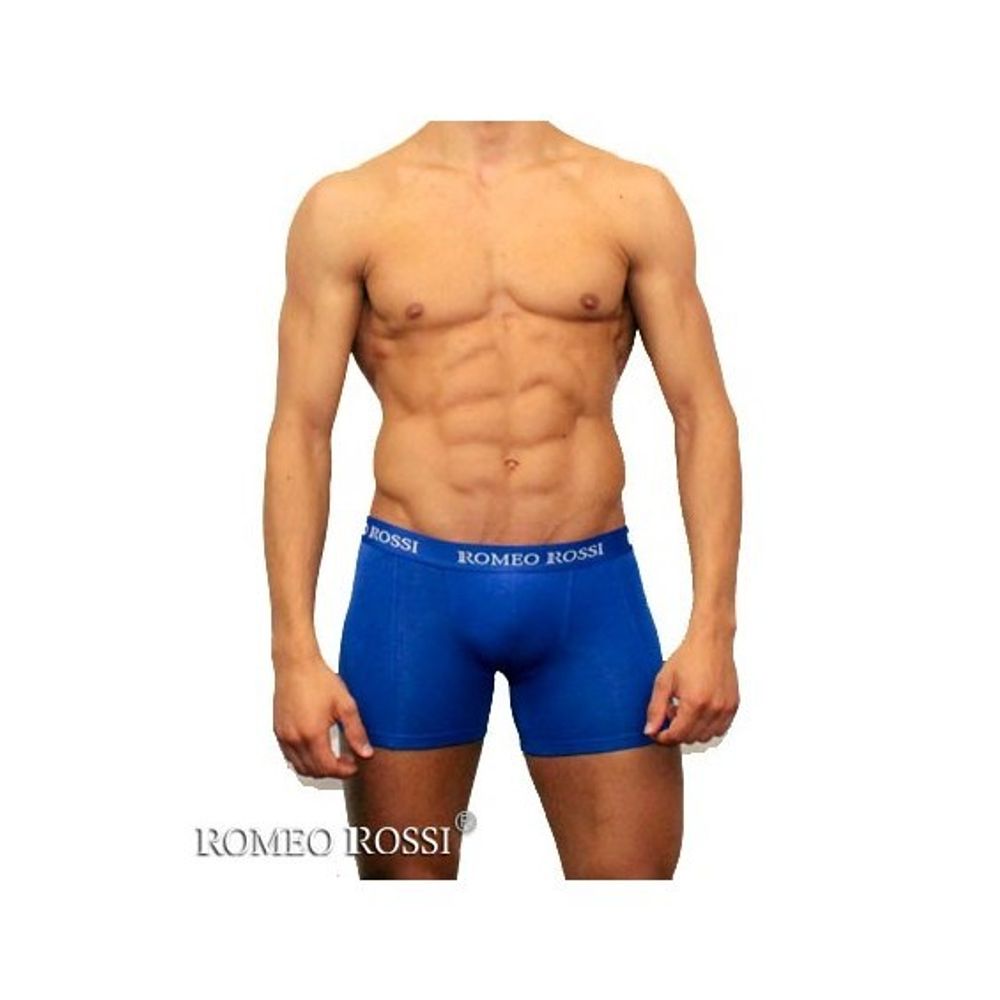 Мужские трусы боксеры удлиненные c резинкой Romeo Rossi синие RR7001-09