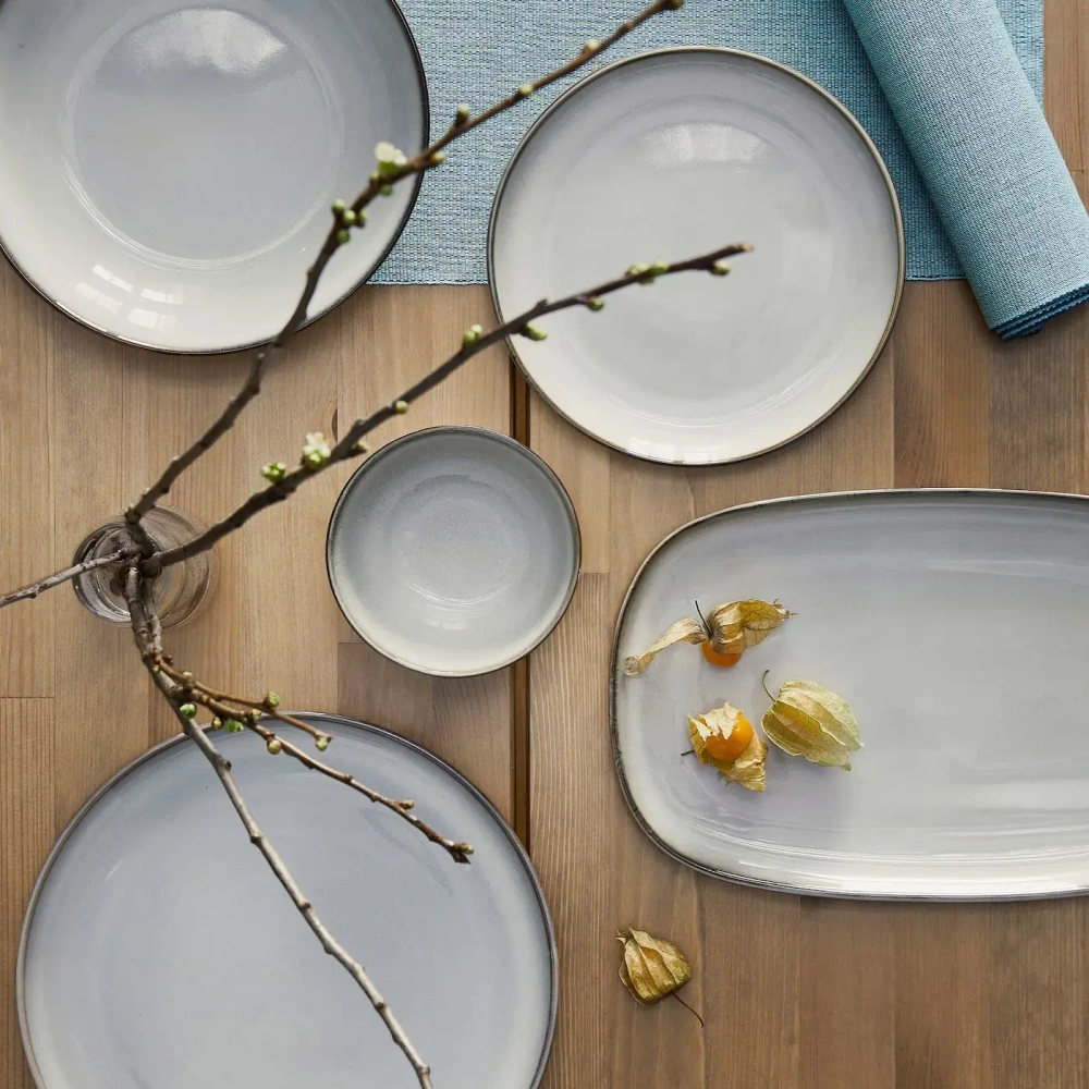 Тарелка декоративная IKEA GLADELIG (ГЛАДЕЛИГ), Серый, 20x13 см