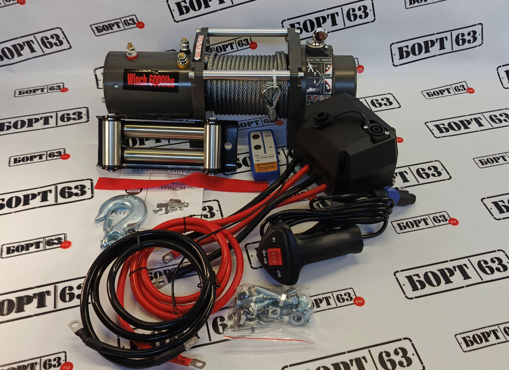 Лебедка электрическая 6000 lbs 12v стальной трос