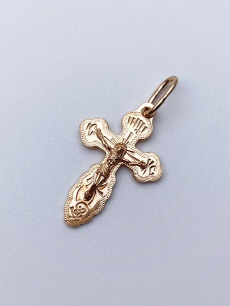 Крест из серебра/Позолота/С подвижным ухом/С алмазной огранкой