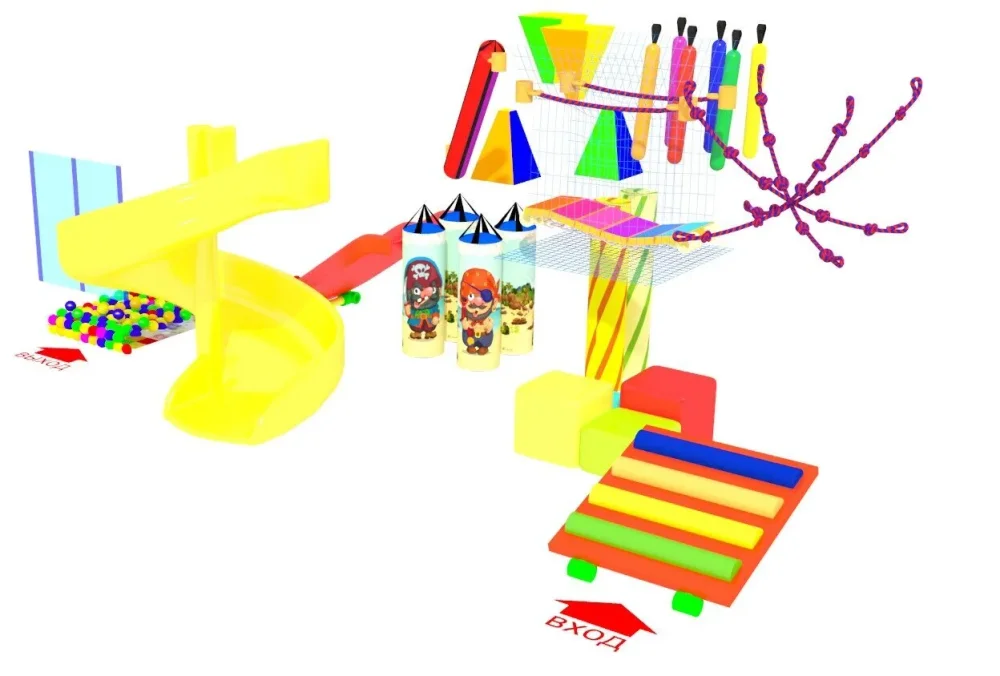 Детский игровой лабиринт «Кот в сапогах» 32,1 м² (7,3*4,4*2,9 м)