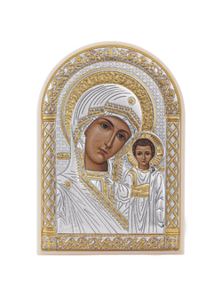 Казанская БМ, икона арочная, пластика белый 80х115