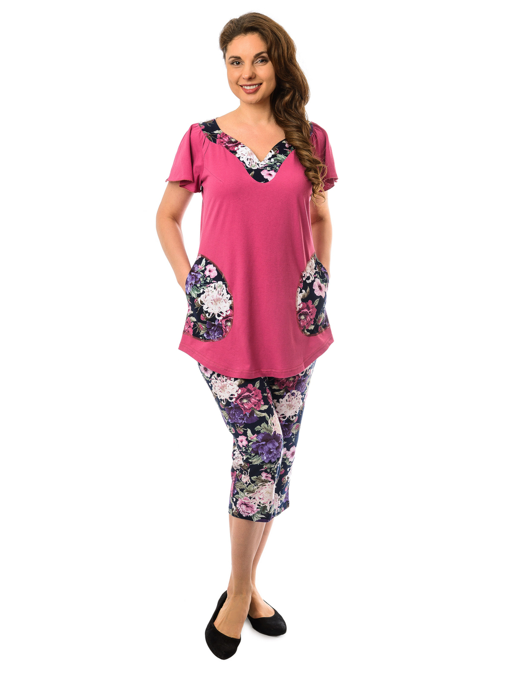 Футболка Фк-166/фуксия-пион